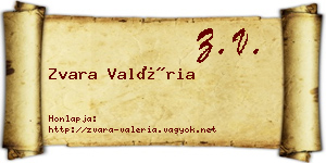 Zvara Valéria névjegykártya